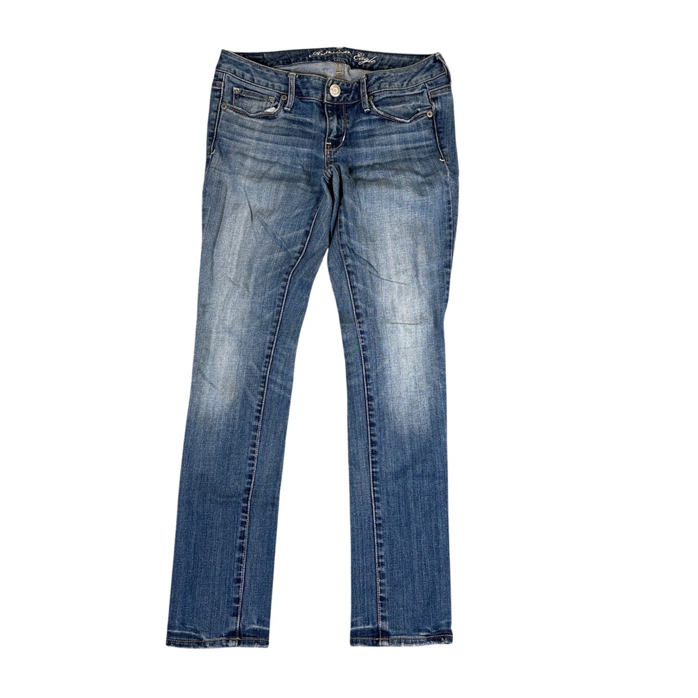 American Eagle Outfitters Stretch Skinny Jeans Medium Wash Blue Denim Low Rise 4